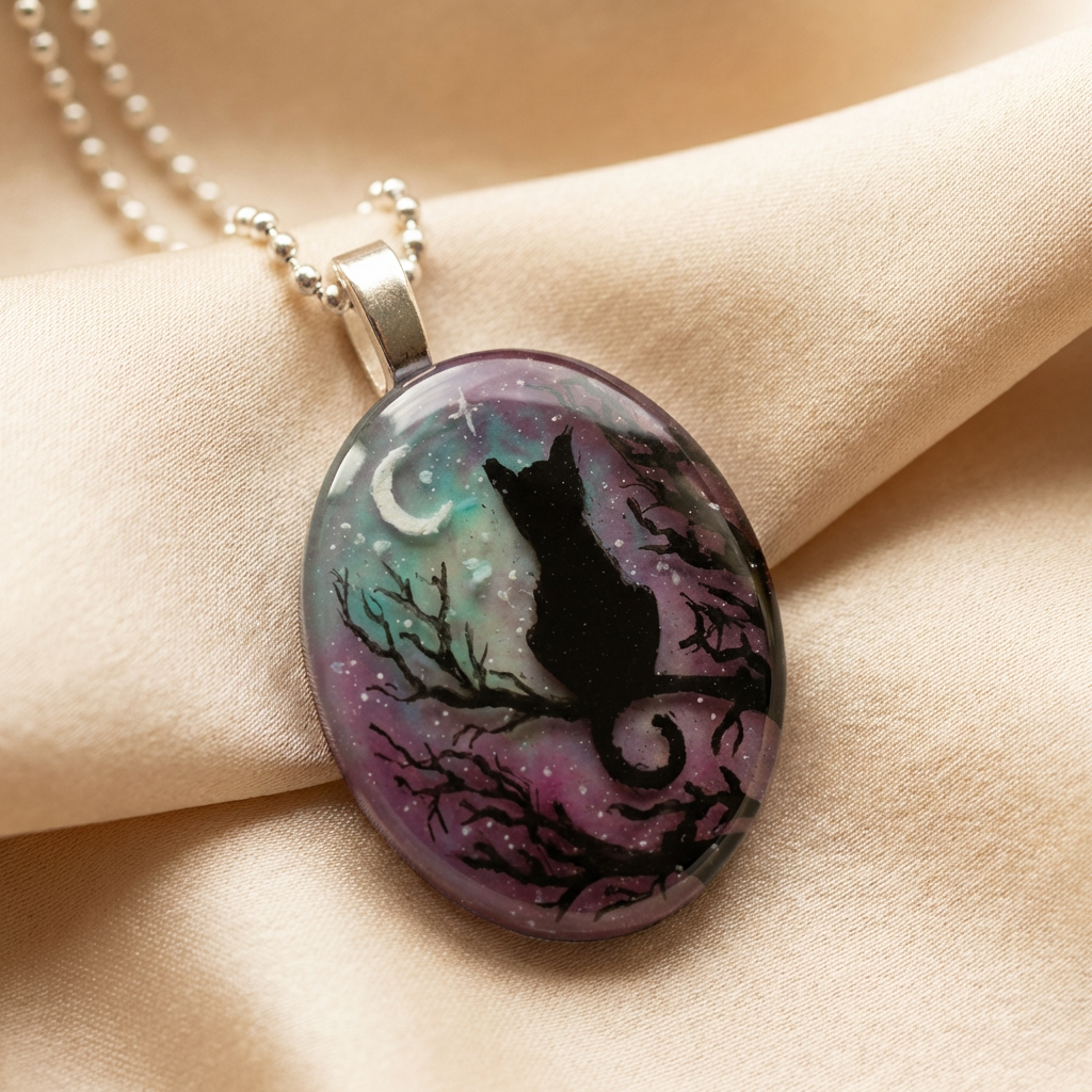 'The starry night' lovely cat necklace