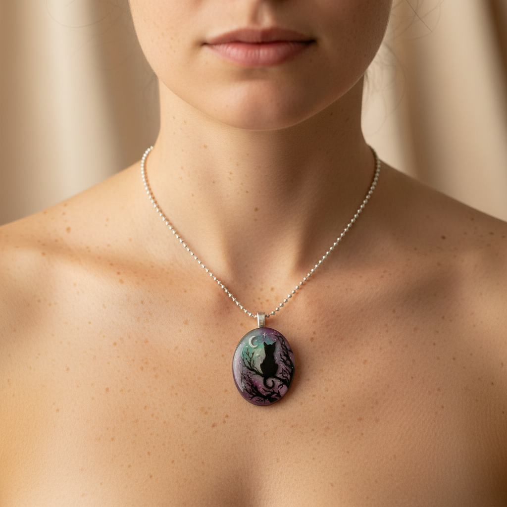 'The starry night' lovely cat necklace