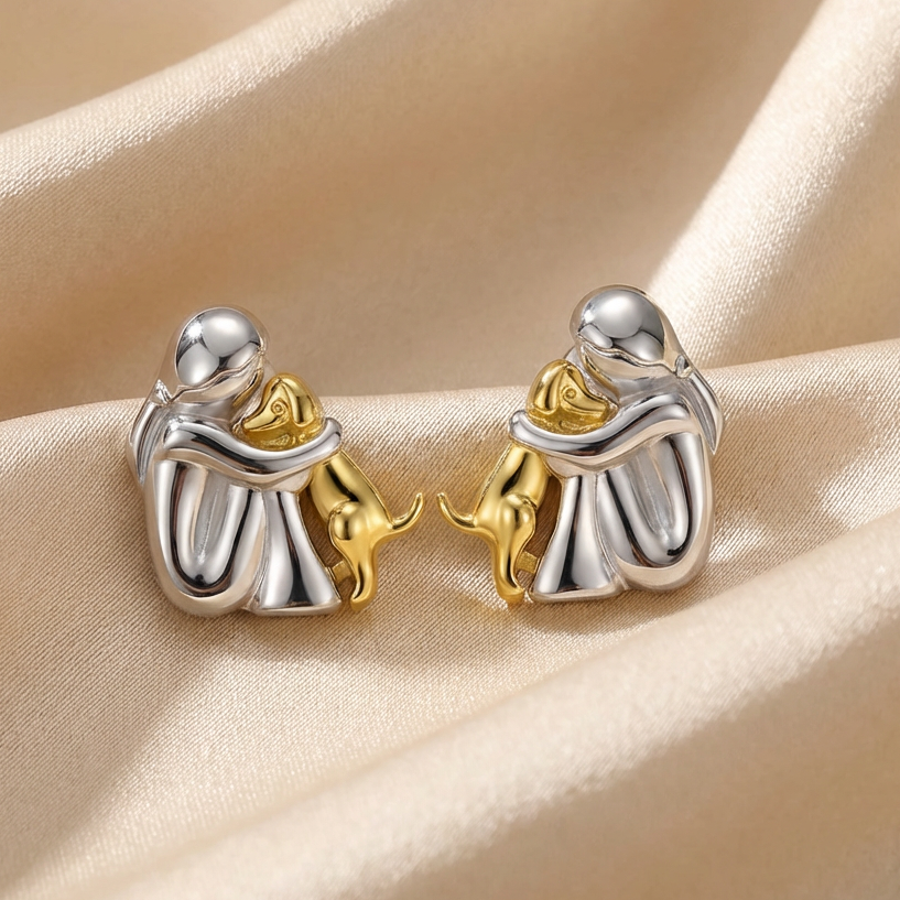 "Forever in Your Heart" Dog Hug Stud Earrings